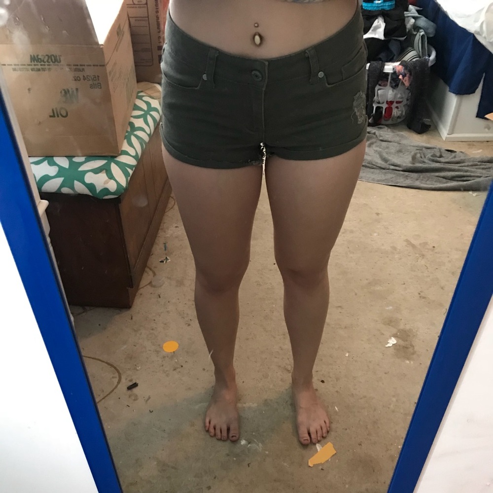 Dark green shorts!